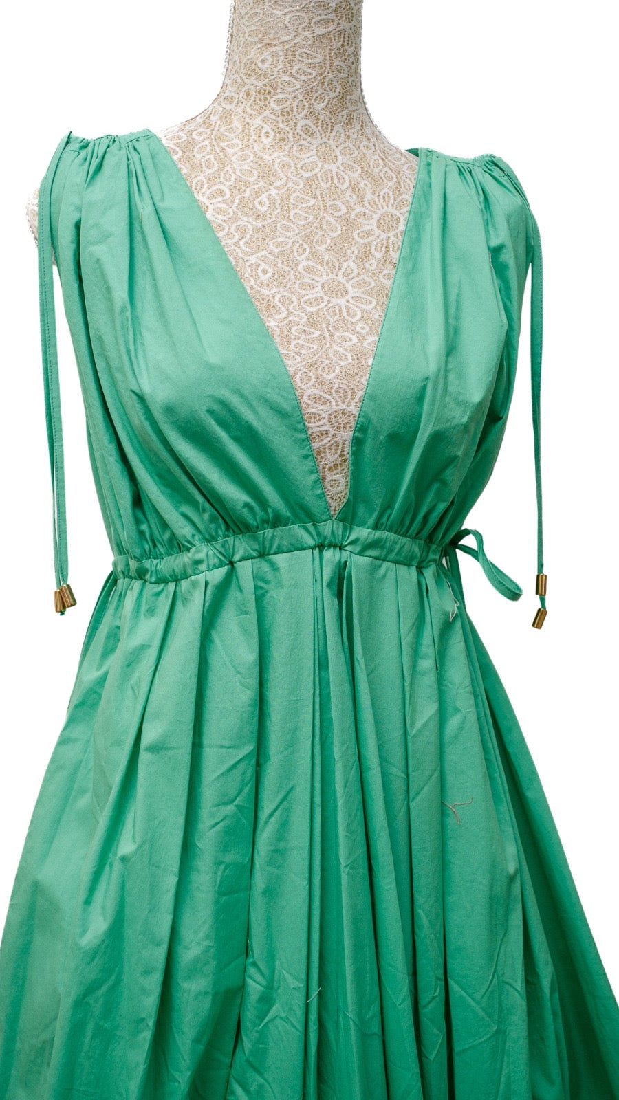 Vestido amarras verde corte amplio