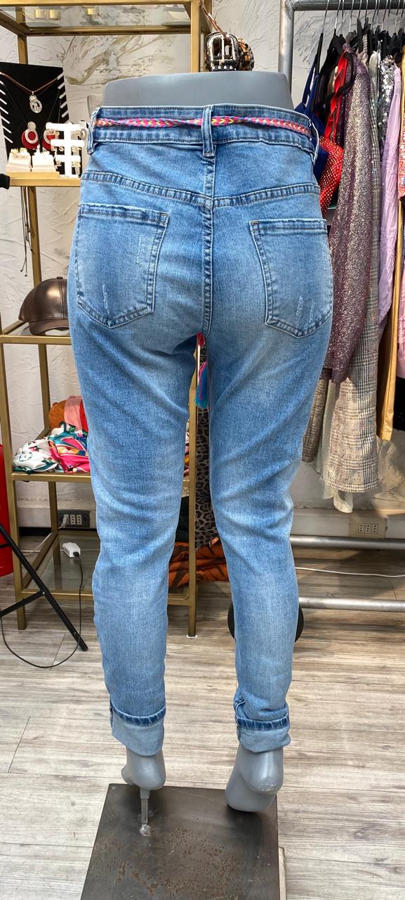 Jeans parche pompom