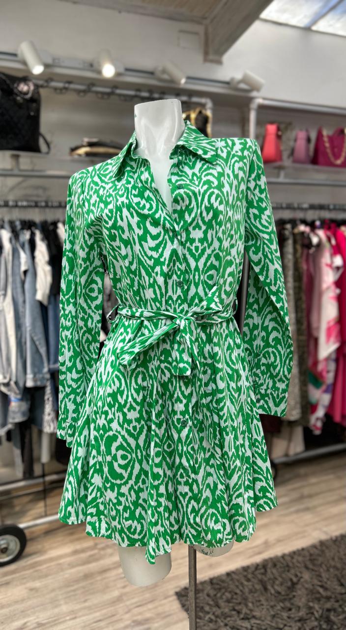 vestido algodón verde oscuro