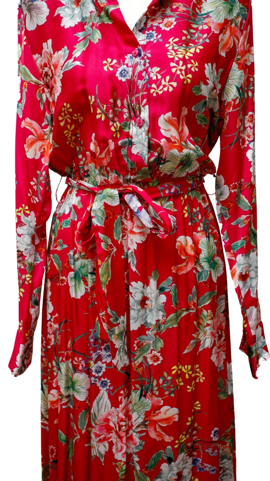 Vestido camisero floreado rojo