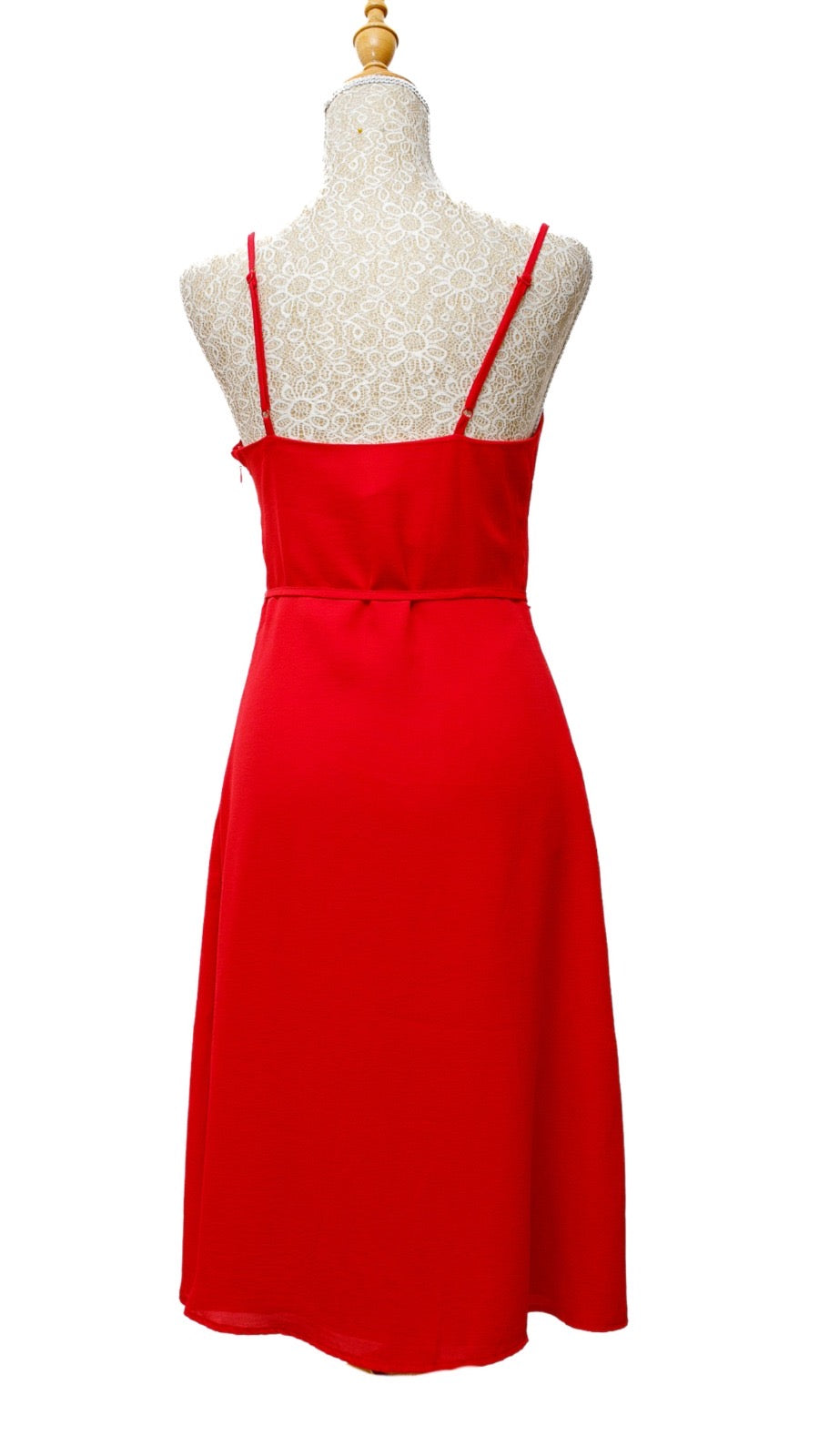 Vestido pabilos rojo con cinturón