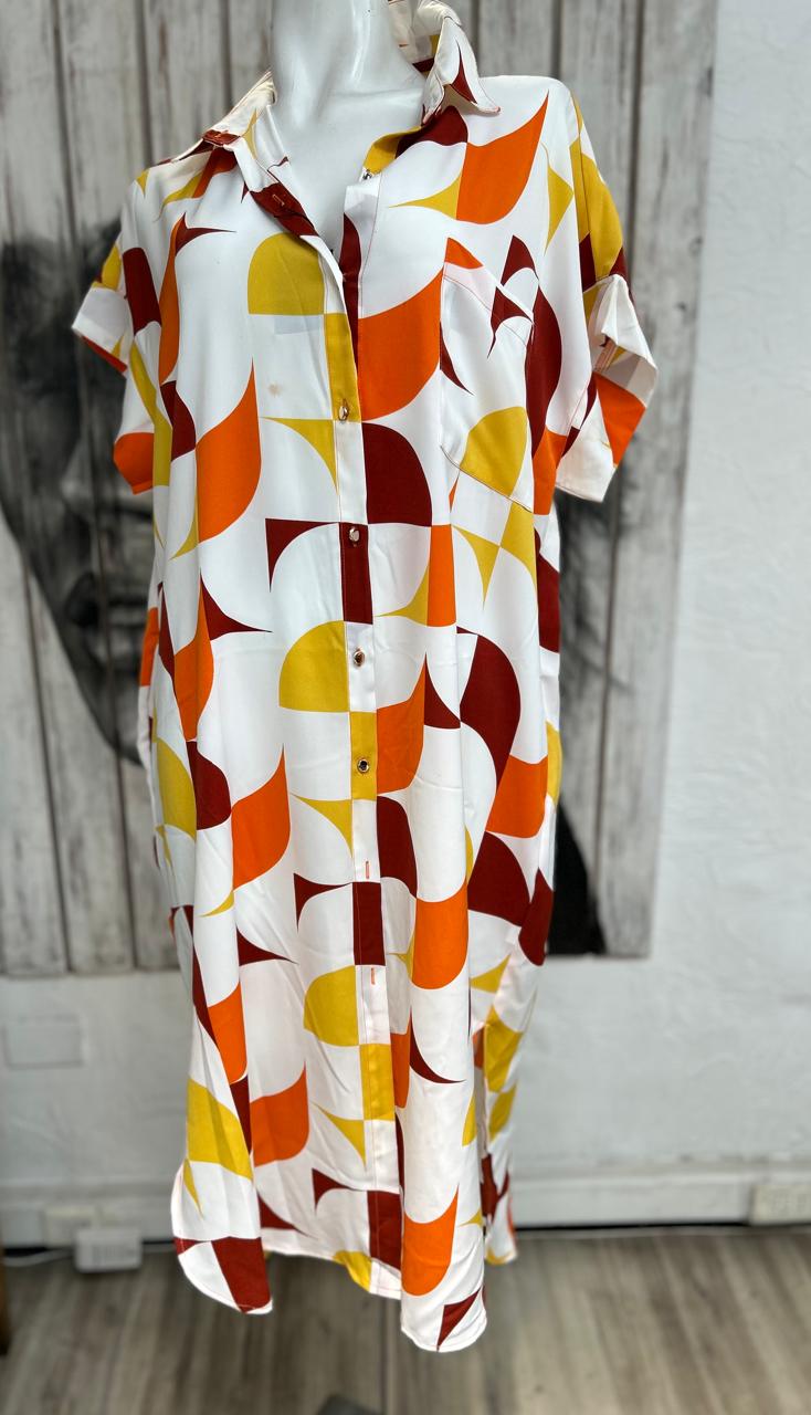 Vestido camisero naranjo