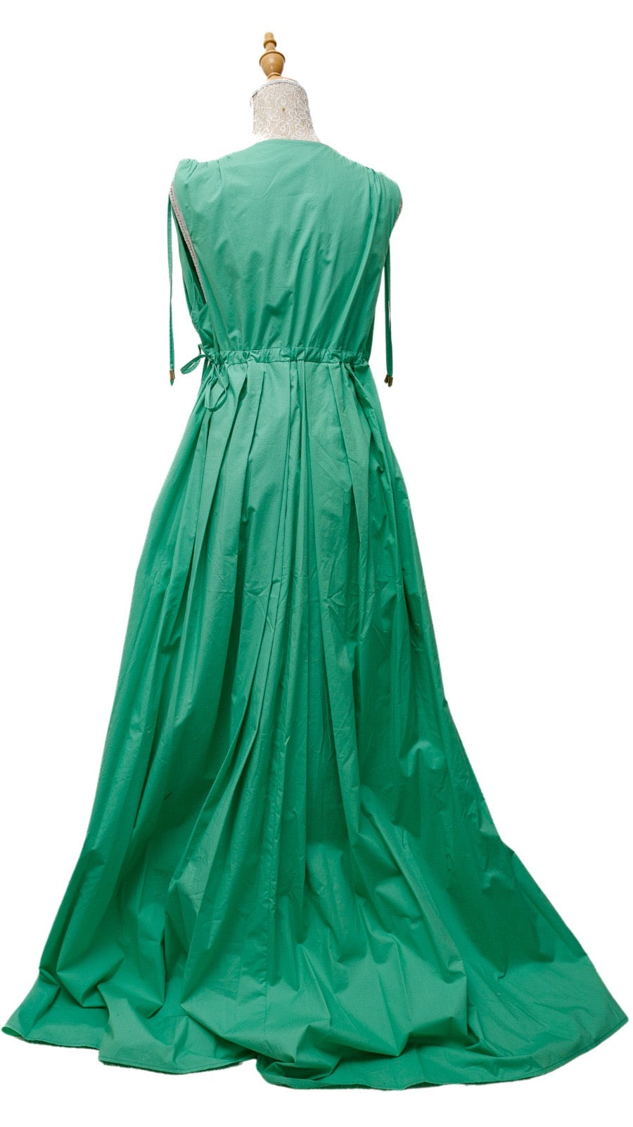 Vestido amarras verde corte amplio