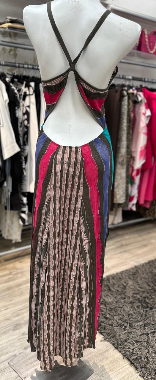 Vestido tricot largo colores sin espalda