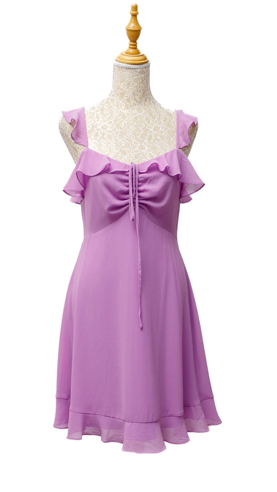 Vestido malva con vuelos