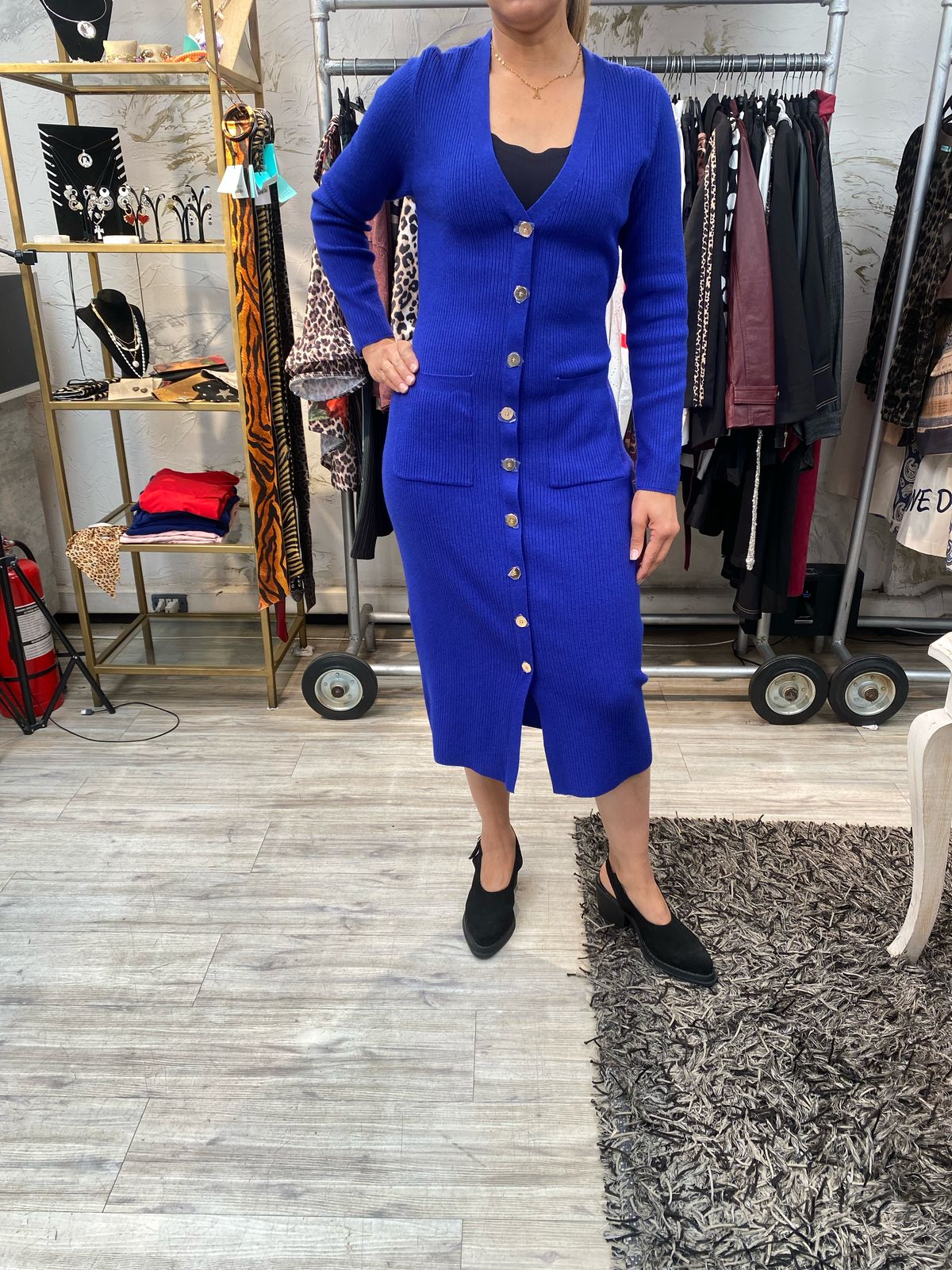 Vestido azul rey tejido