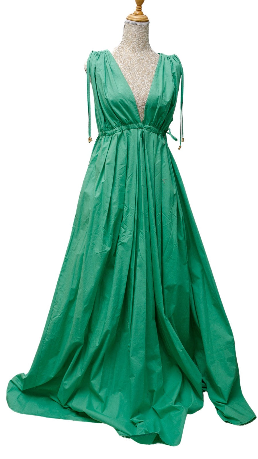 Vestido amarras verde corte amplio