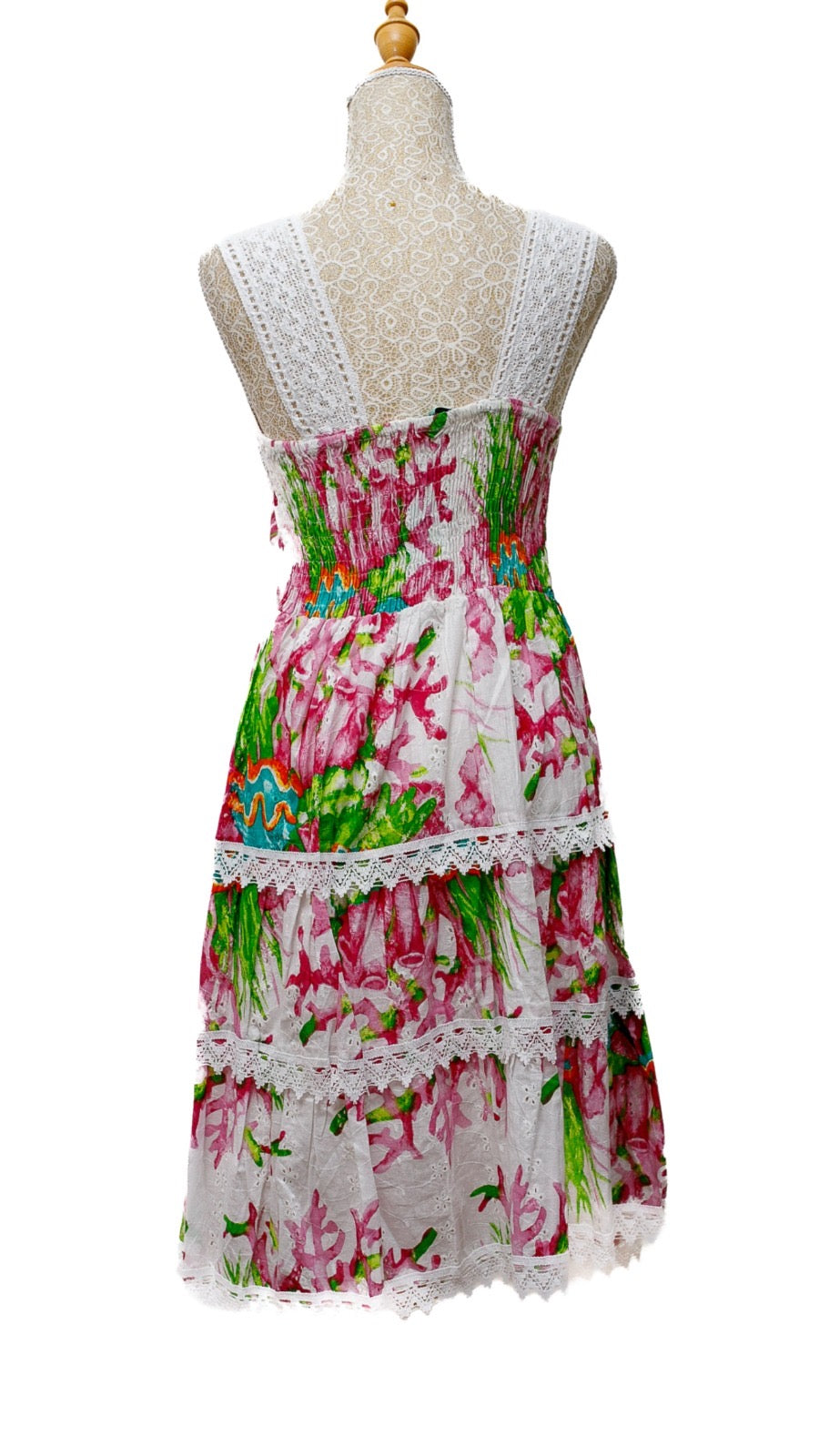 Vestido escote crochet lila