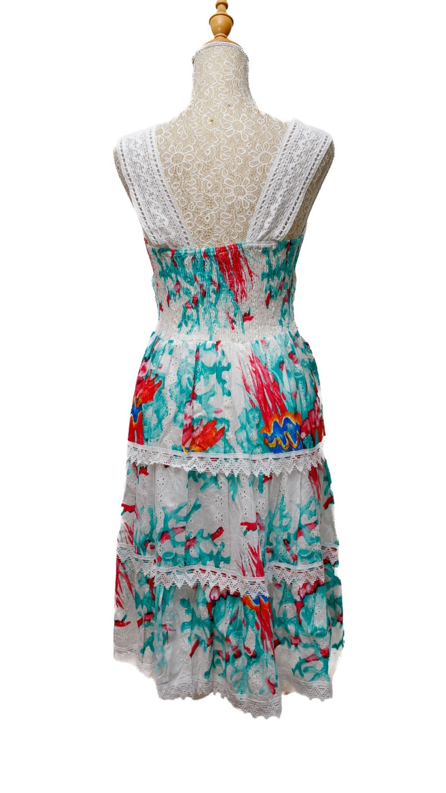 Vestido escote crochet verde