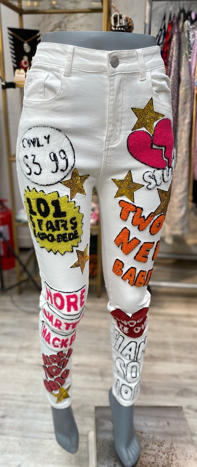 Jeans comic blanco
