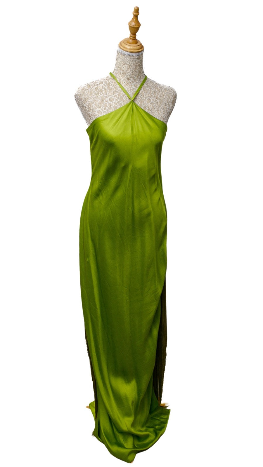 Vestido halter sin espalda verde