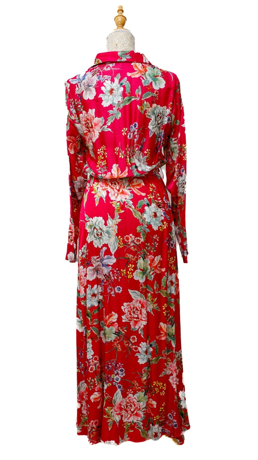 Vestido camisero floreado rojo