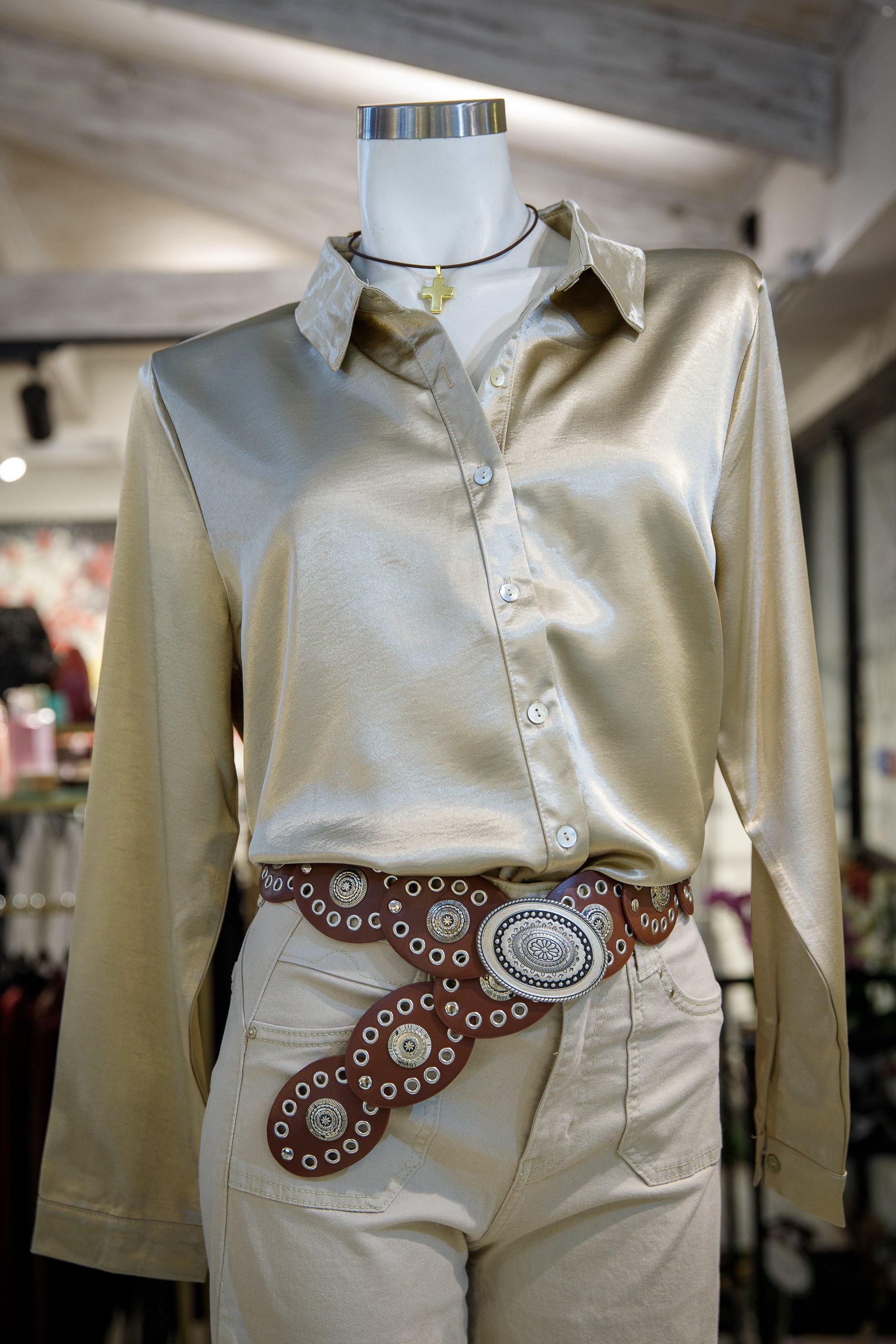 Blusa Satín Beige