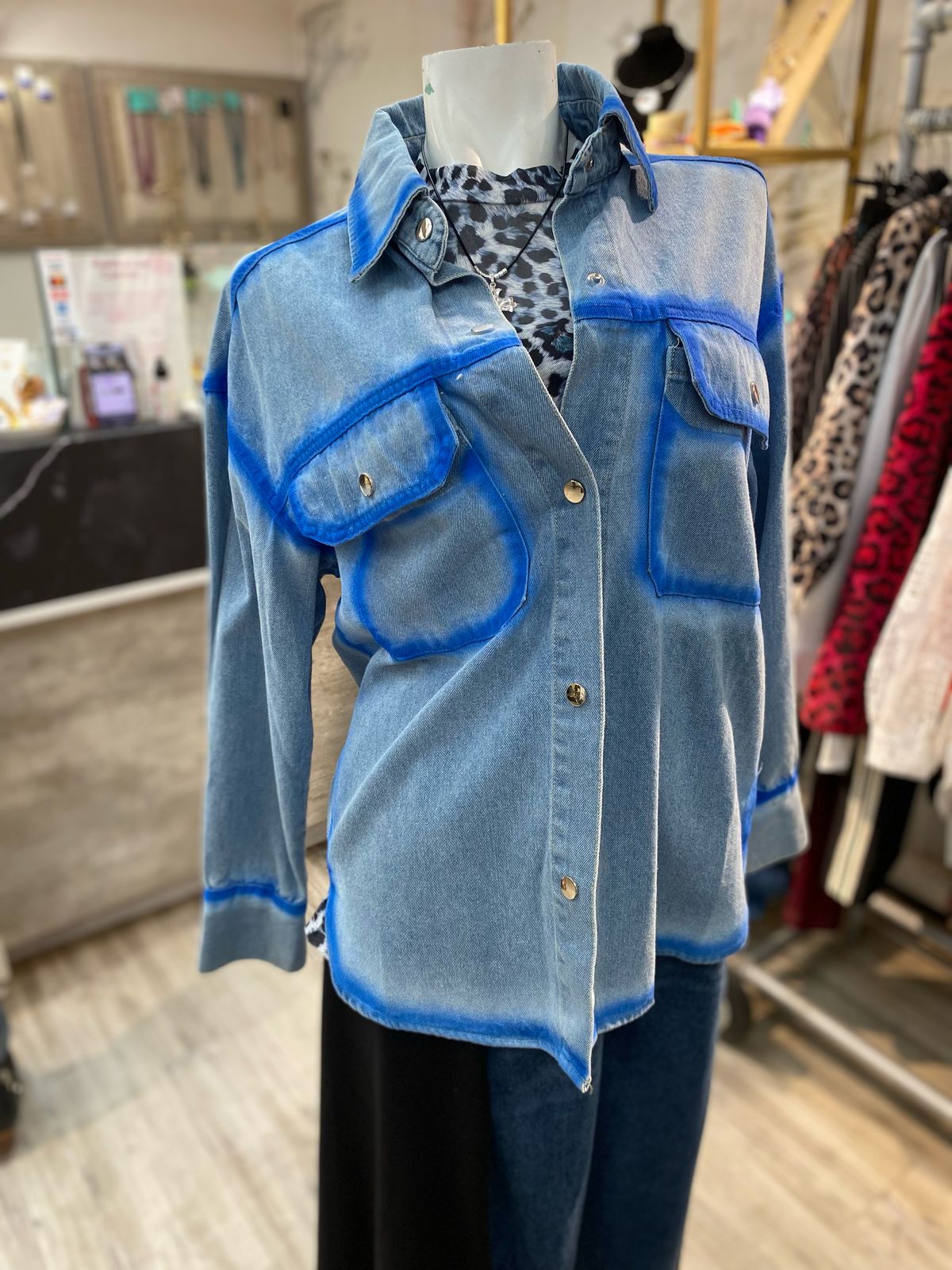 Chaqueta jeans delineado azul