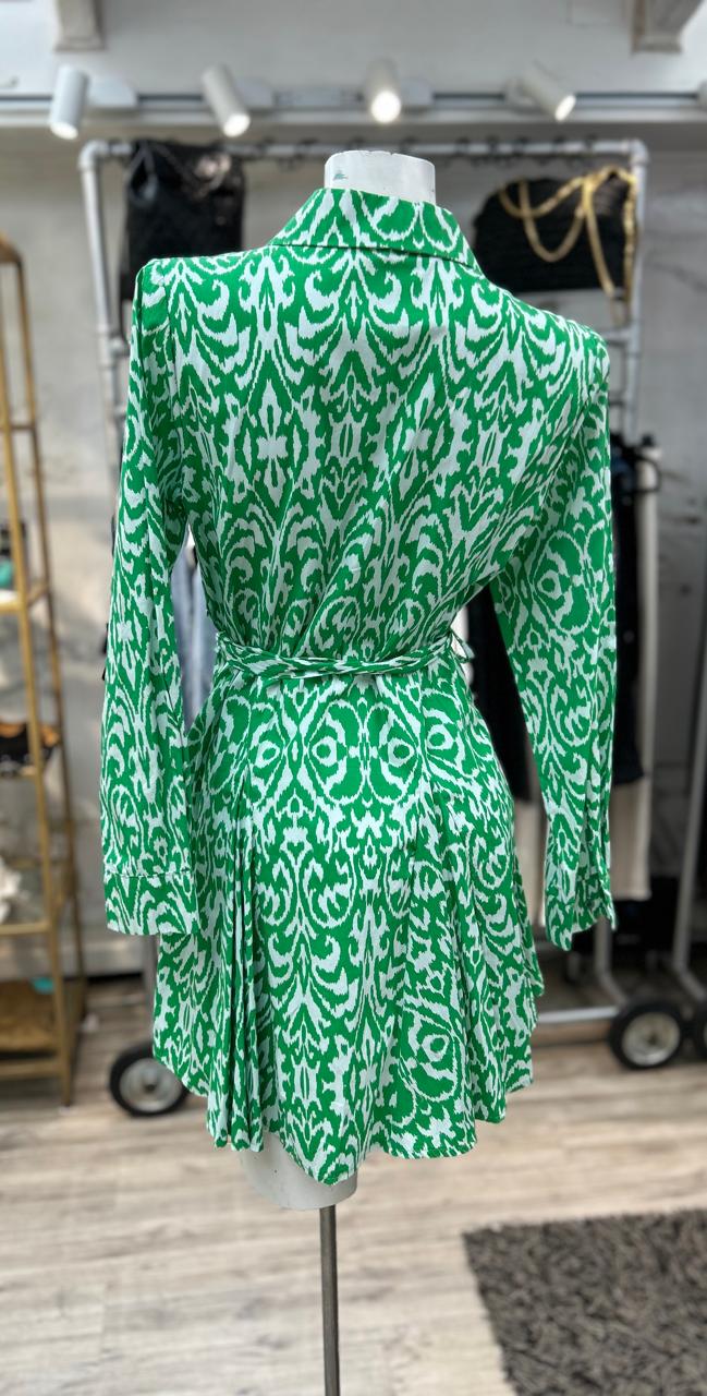 vestido algodón verde oscuro