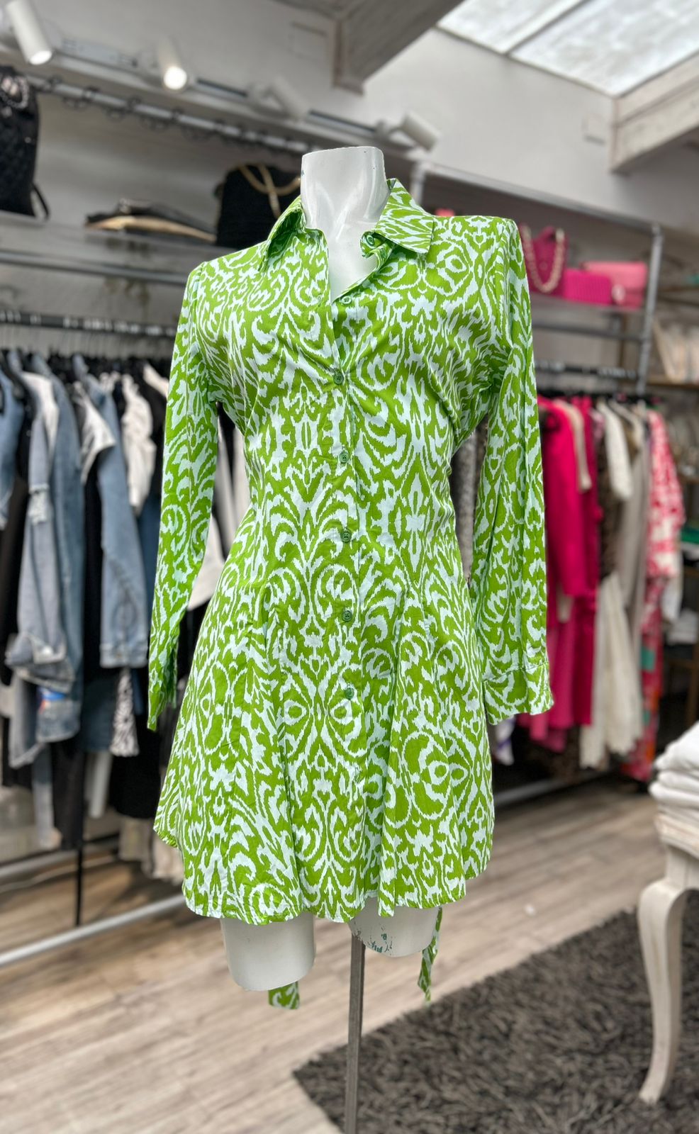 vestido algodón verde claro