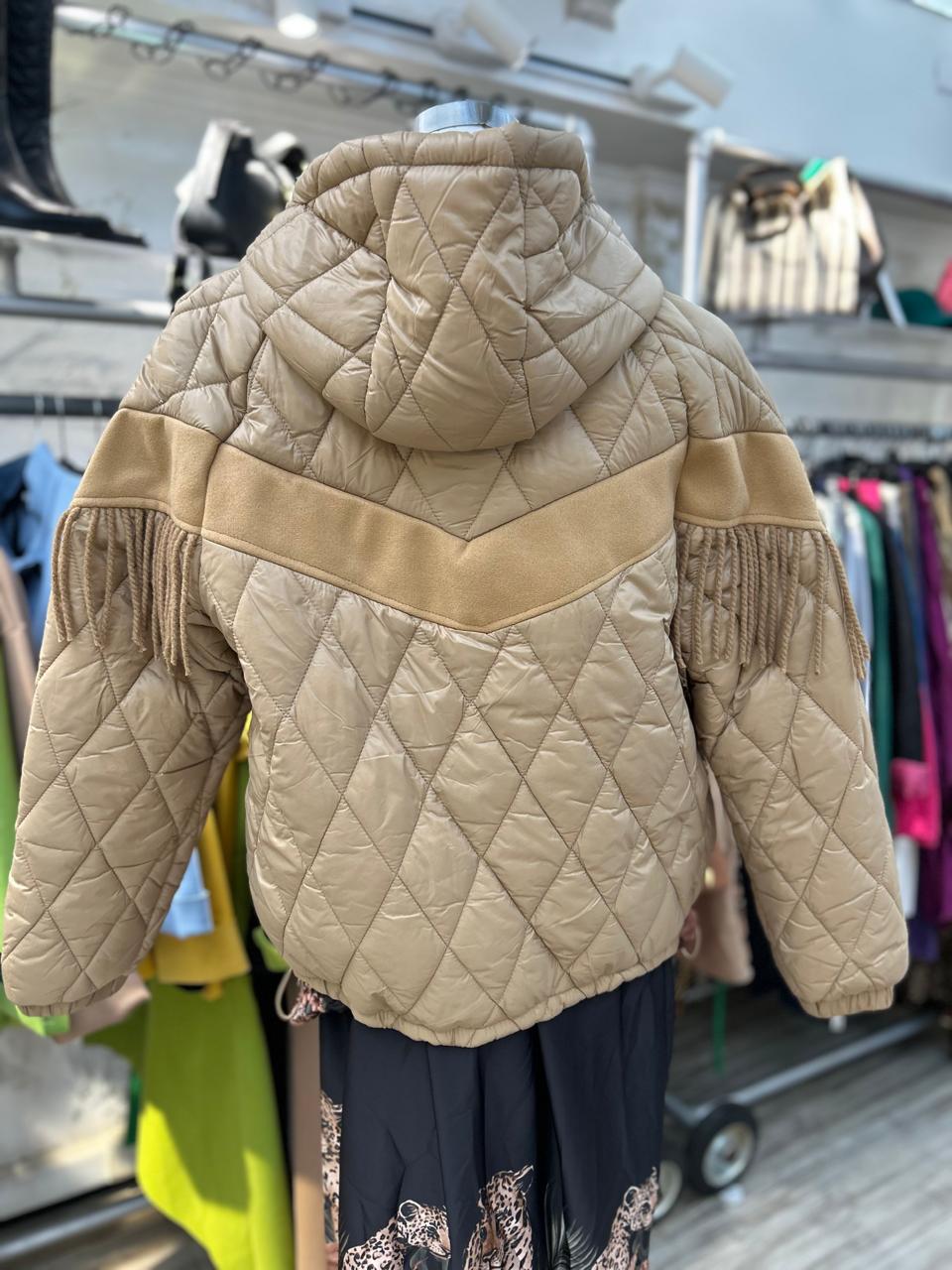 Parka flecos beige