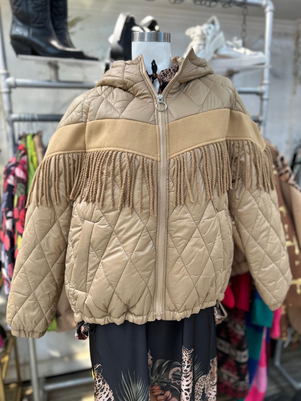 Parka flecos beige